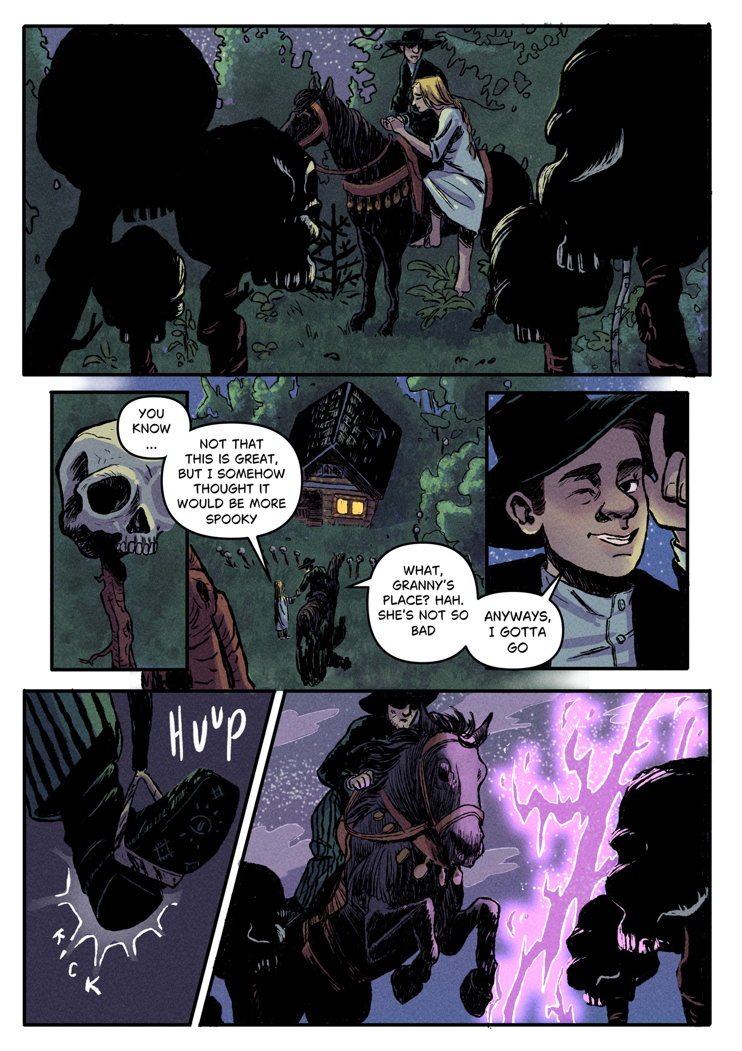 Mateusz and Vasilisa talk before he says he has to go, and him and his horse prepare to leap into a portal opening up.