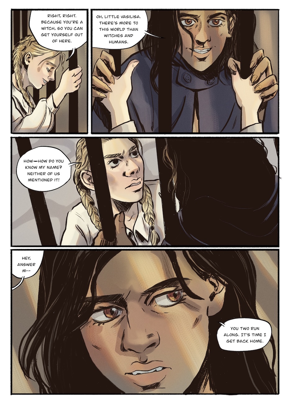 Vas and Jakub debate if the mysterious woman is a witch.