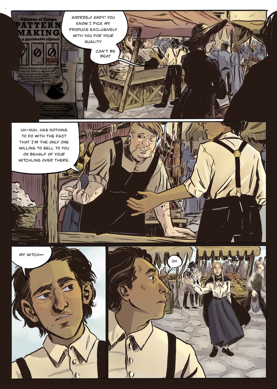 Jakub and Vasilisa at the market.